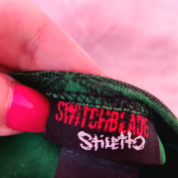 Switchblade stiletto green 420 vamp wiggle dress size xl pinup goth - Picture 9 of 10